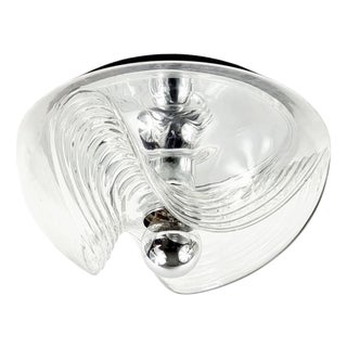 Large Mid-Century Modern Space Age Glass Wave Flush Mount by Koch & Lowy for Peill & Putzler, Germany, 1970s For Sale