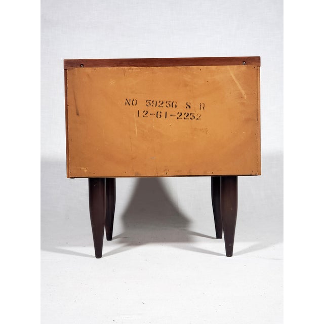 Vintage Original Mid-Century Modern Harmony House All Wood Walnut Nightstand (One) With Tapered Legs For Sale - Image 9 of 11