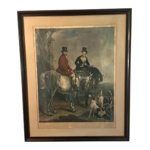 Large Antique Engraving of the Duke and Duchess of Branfort 1864, Framed