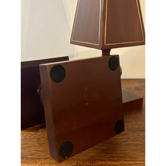 Brown Vintage Pair of Wooden Obelisks With Gilt Inlay - Architectural Decor For Sale - Image 8 of 8