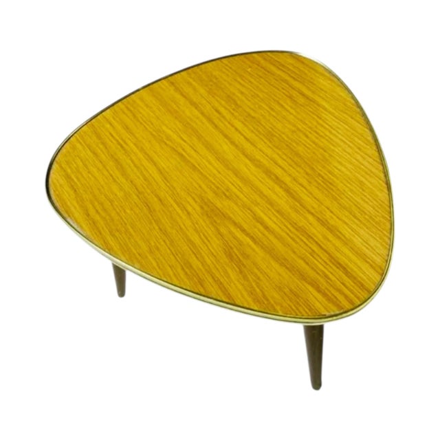 Brown Vintage Triangular Werzalit Side Table with Tapered Wood Legs, 1950s For Sale - Image 8 of 11