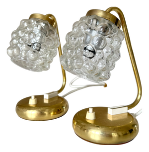 Mid-Century Modern Brass and Glass Bubble Table Lamps by Richard Essig for Saku Leuchten, 1960s, Set of 2