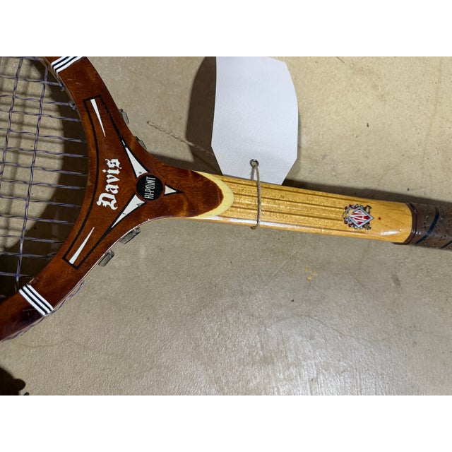 Mid-Century Vintage t.a. Davis "Hi-Point" Wooden Tennis Rackets in Braces - Pair For Sale - Image 4 of 11