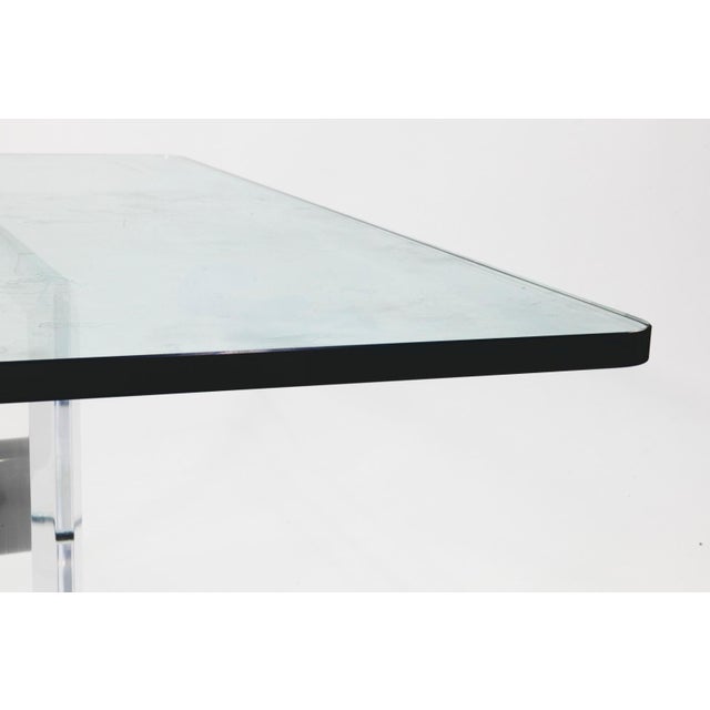 Contemporary Contemporary Modern Lucite and Tempered Glass Low Cocktail Table For Sale - Image 3 of 4