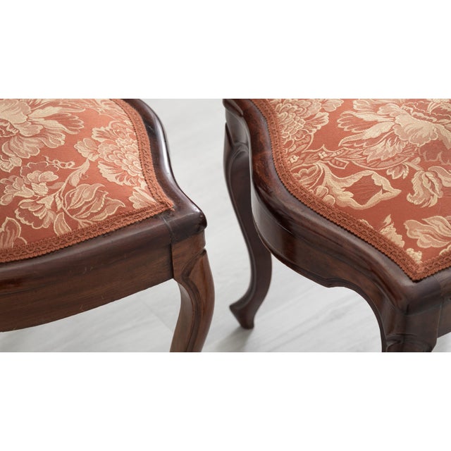 Isabelline Style Side Chairs in Dark Brown Mahogany with Upholstered Seats, 1970s, Set of 2 For Sale - Image 9 of 12