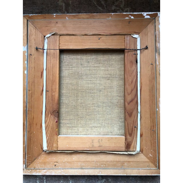 Original Vintage Mid Century Modern Big Eyed Girl With Hat Painting Signed Original Frame 1960’s For Sale - Image 4 of 5