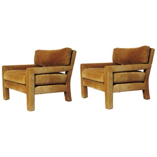 Caramel Lounge Chairs by Milo Baughman- A Pair For Sale