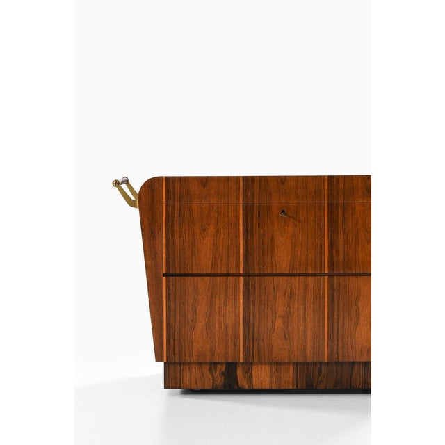 Bar Trolley in Brass and Rosewood from Erik Matsson, 1930s For Sale - Image 3 of 15
