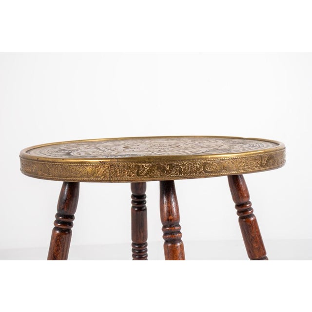 Antique Brass Tray Table with Turned Wood Legs, 1890s For Sale - Image 5 of 15