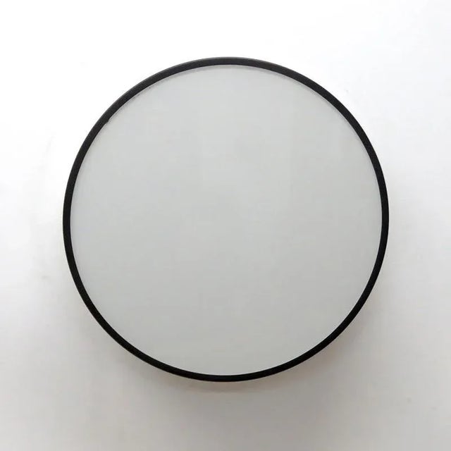 Stunning circular flush mount lights ‘Lundofte’ by Kay Boeck-Hansen & Jørgen Stærmose for Lyfa, 1972, in dark blue metal...
