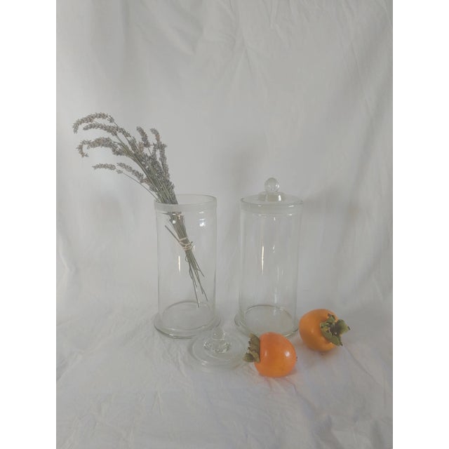 Mid 20th Century Mid 20th Century Vintage Glass Apothecary Jars - Set of 2 For Sale - Image 5 of 6