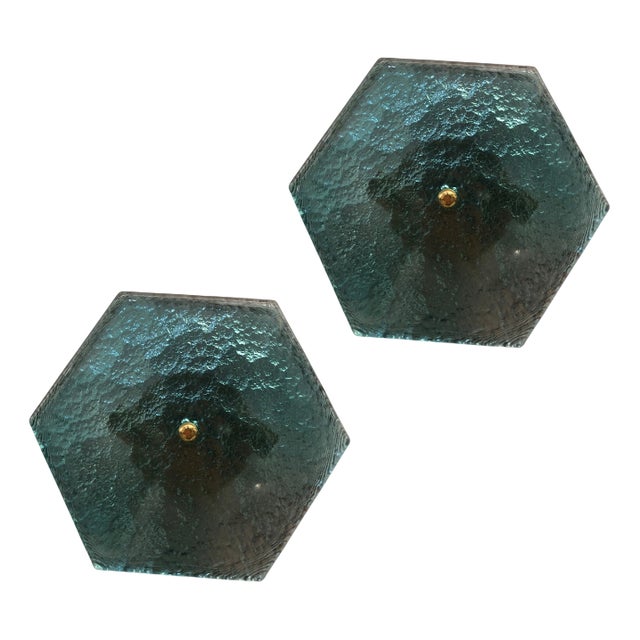 Hexagonal Murano Glass Wall Sconces, Set of 2 For Sale