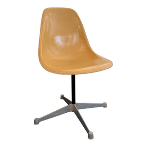 1960s Eames for Herman Miller Ochre Yellow Fiberglass Swivel Desk Side Chair