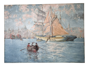 Raphaël Luc Ponson, Santa Salute Basilica, Grand Canal, Venice, Oil Painting