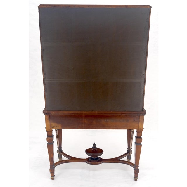 Wood Adams Style Hand Painted Decorated Satinwood Cabinet Large Stretcher Finial MINT For Sale - Image 7 of 16