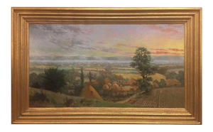 British Oil on Canvas "Valley of the Rothe" by F. M. de la Coze, 20th Century
