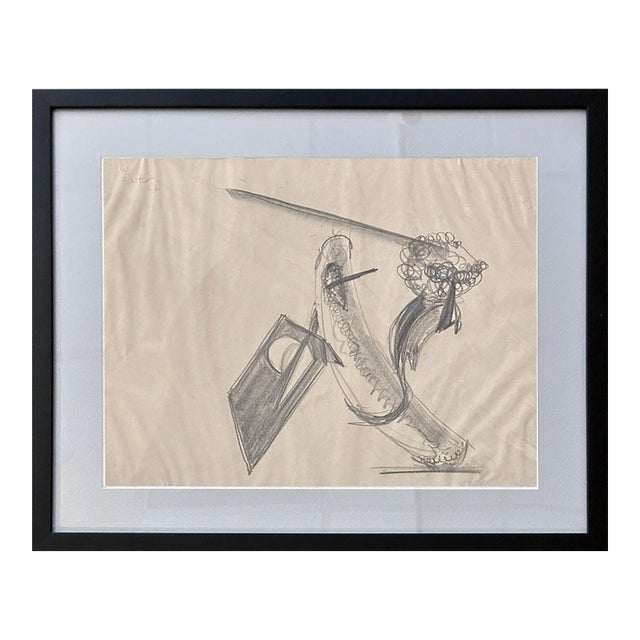 Robert Berks Original 1962 Graphite Drawing Series 18 X 21, Framed For Sale