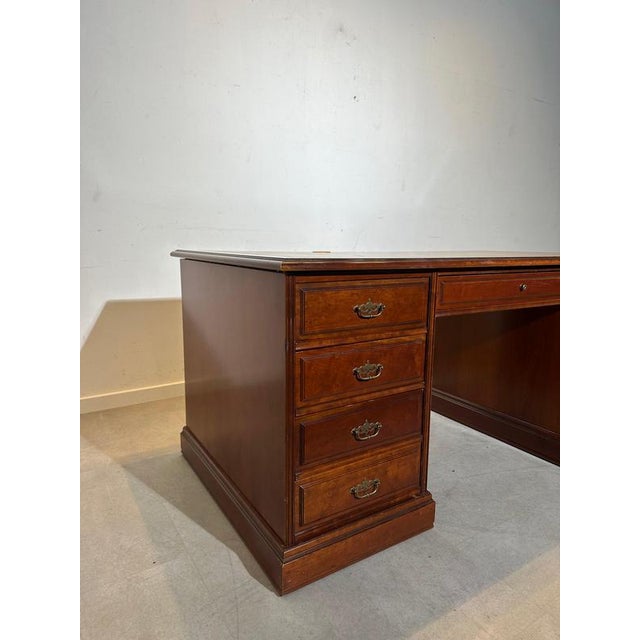 Metal Executive Desk with Leather Inlay Top For Sale - Image 7 of 8
