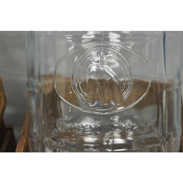 Mid 20th Century Vintage Great Bear Clear 5 Gallon Glass Carboy Jug in Wooden Crate - Pair For Sale - Image 5 of 16