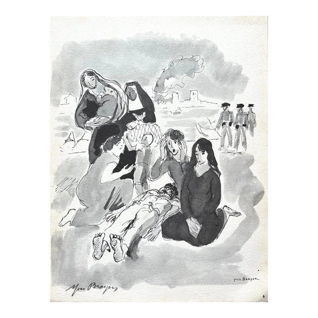 Yves Brayer Pencil Hand-Signed Drawing1962 For Sale