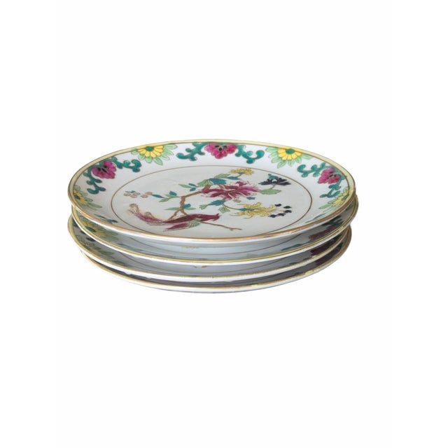 Early 20th Century Hand Painted Chinoiserie Porcelain Nippon Plates - Set of 4 For Sale In Charlotte - Image 6 of 12
