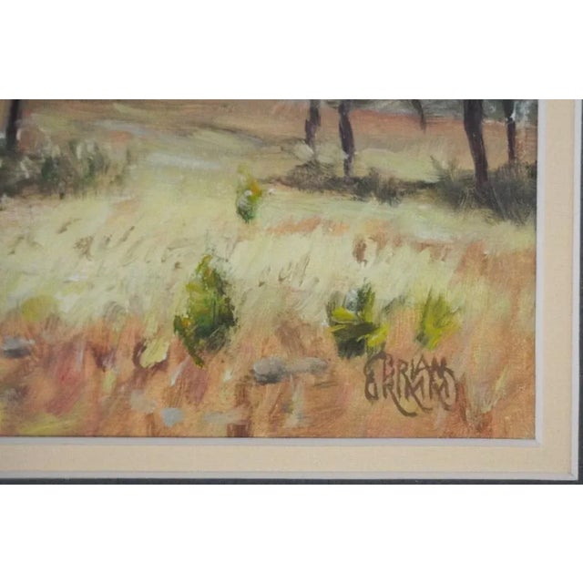 Oil on board Texas hill country landscape study by Brian Grimm (Texas). Signed lower right corner. Displayed in weathered...