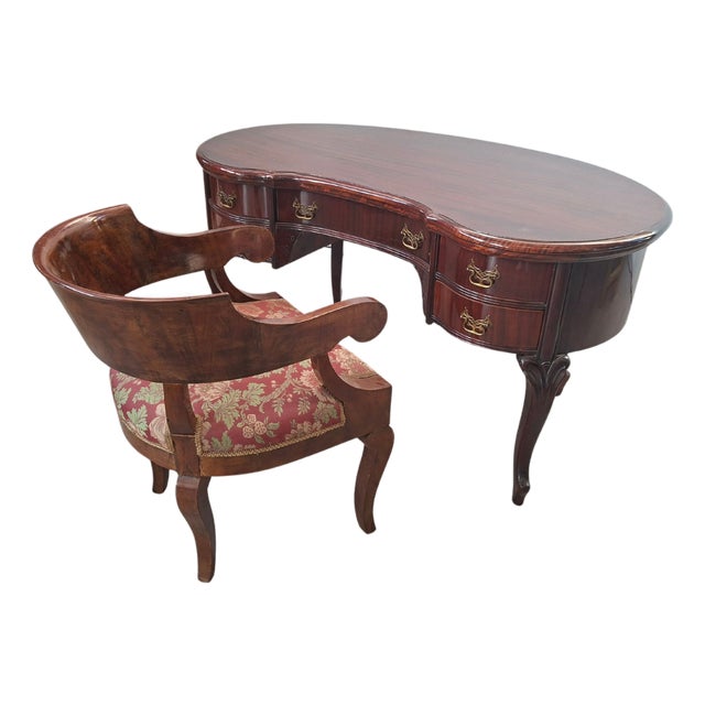 Bean-Shaped Desk and Tub Chair, 1960s, Set of 2 For Sale