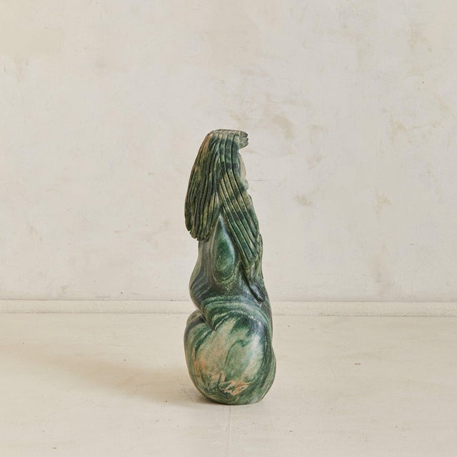 Stone Vintage French Green Marble Female Form Sculpture For Sale - Image 7 of 18