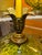 1960s Green Pressed Glass and Brass Finish Lamp Custom Foil Shade For Sale - Image 4 of 9