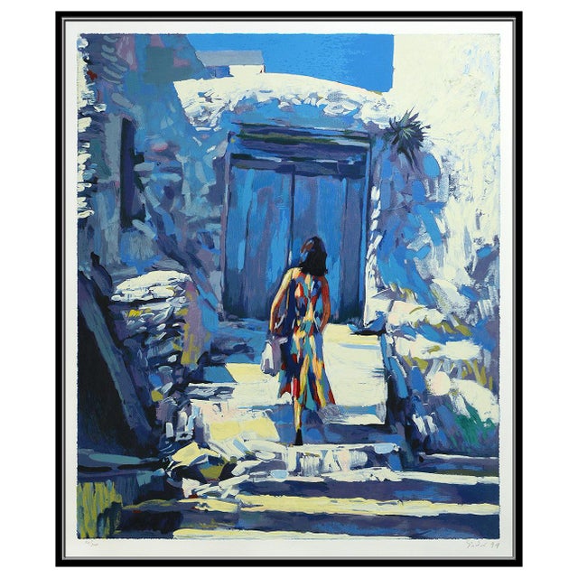 Post Impressionist Late 20th Century Santangelo Post-Impressionism Blue Serigraph Santangelo For Sale - Image 3 of 5