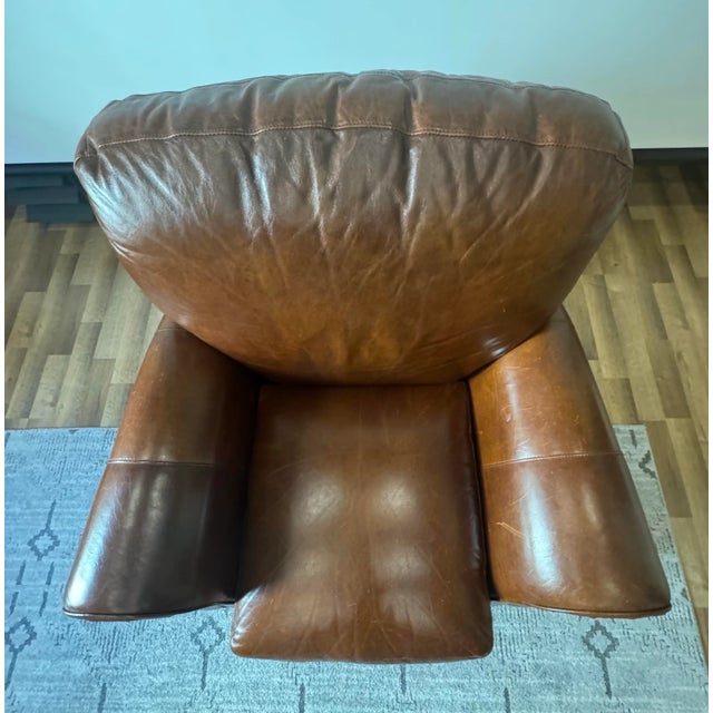 Vintage Traditional Chocolate Brown Leather Club Chair Recliner With Brass Nailhead Trim For Sale - Image 13 of 16