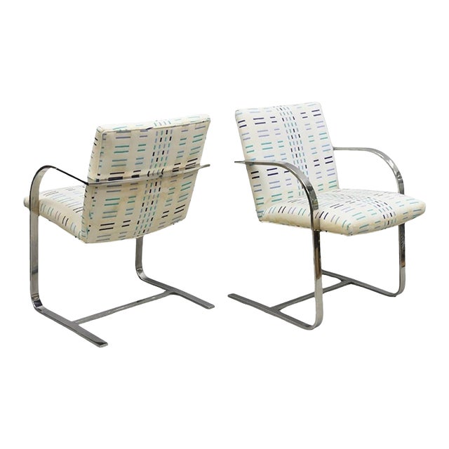 Vintage Mid Century Modern Brno Style Chrome Cantilever Arm Chairs after Milo Baughman - a Pair For Sale