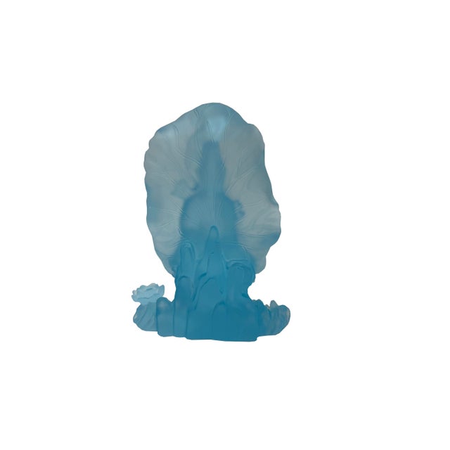6.5" Light Blue Frosted Crystal Glass Bodhisattva Guanyin Figure For Sale - Image 9 of 11
