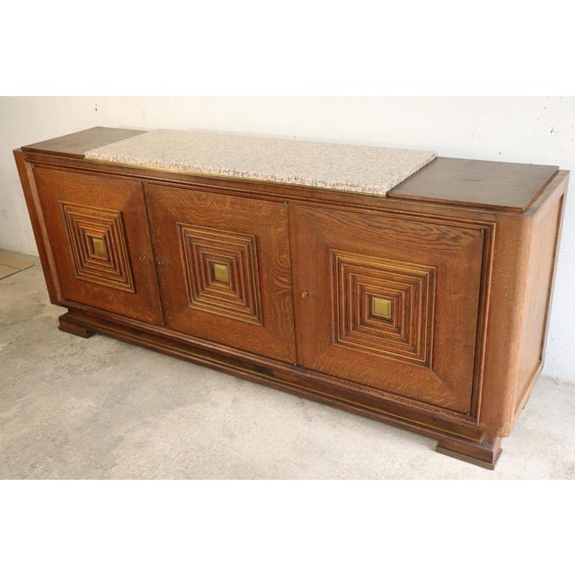 Vintage Art Deco Sideboard in Oak and Marble, 1940 For Sale - Image 9 of 18