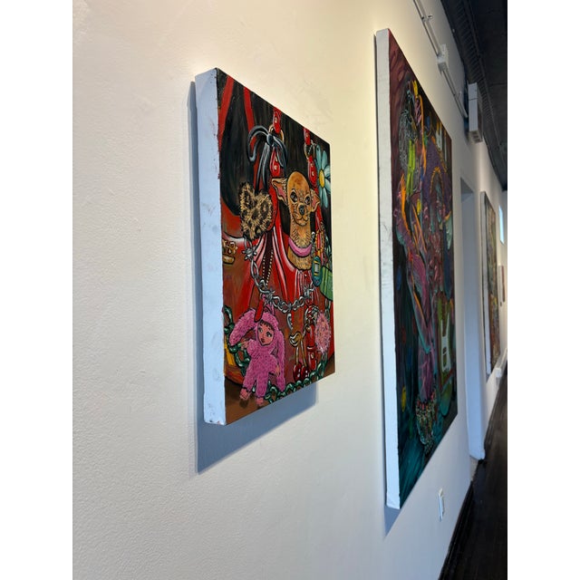 Contemporary Contemporary Lap Dog Oil Painting on Canvas by Lindsey Kircher For Sale - Image 3 of 3