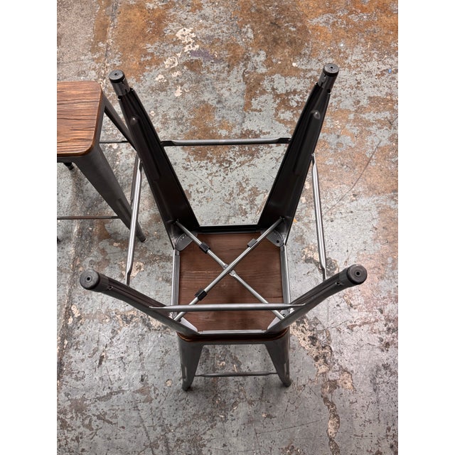 Industrial Style Stacking Counter Stools, Set of Four For Sale - Image 12 of 12