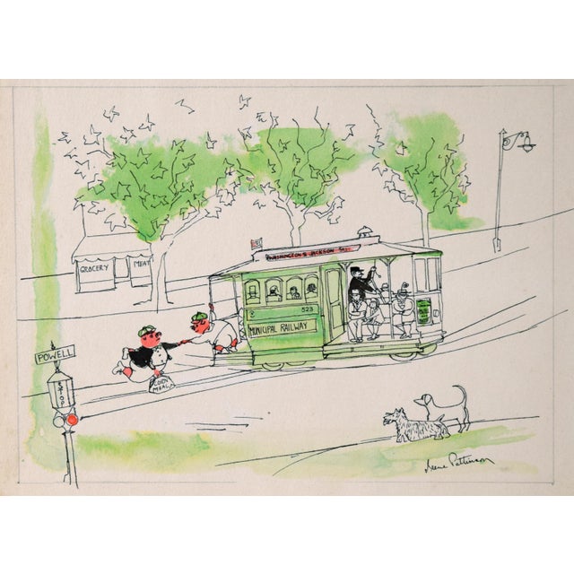 Paper Pigs on a Trolley - Vintage Picture Book Two-Page Spread Illustration by Irene Pattinson For Sale - Image 7 of 11