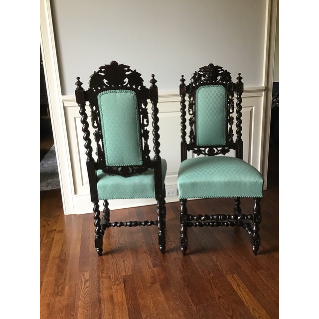 Victorian Oak Green Man Chairs A Pair Chairish