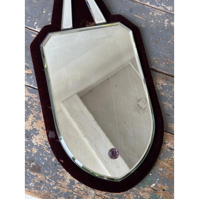 Antique Victorian Velvet + Beveled Glass Sorcerer's Mirror, Circa Late 19th Century For Sale - Image 11 of 16