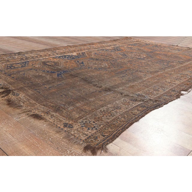 Textile Distressed Antique-Worn Persian Shiraz Rug - 05'10 X 09'05 For Sale - Image 7 of 10