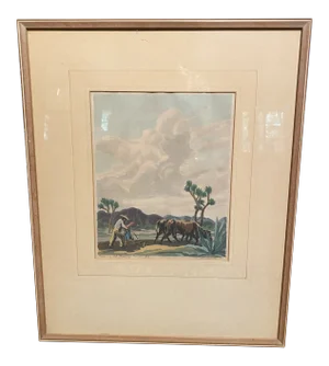 1936 Rural Landscape Woodblock Print by Glenn Wheete, Framed