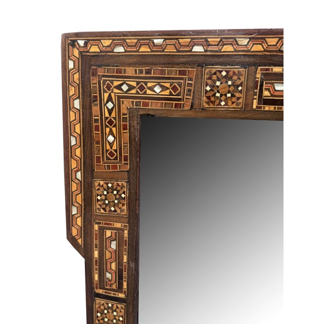 Antique Marquetry Wood Inlaid Mirror For Sale - Image 4 of 4