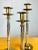 Mid-Century Modern Vintage Maitland Smith Style Chrome and Brass Faux Bamboo Candlestick Holders—set of 3 For Sale - Image 3 of 8
