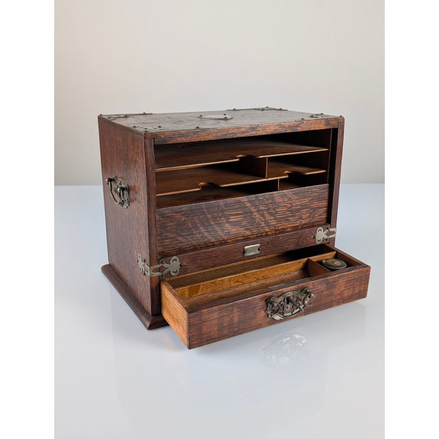 Victorian Dark Oak Table Desk with Automatic Blind, England, 19th Century For Sale - Image 18 of 18