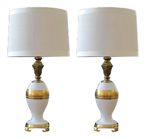 German White Porcelain Lamps With Gilt Decoration - a Pair