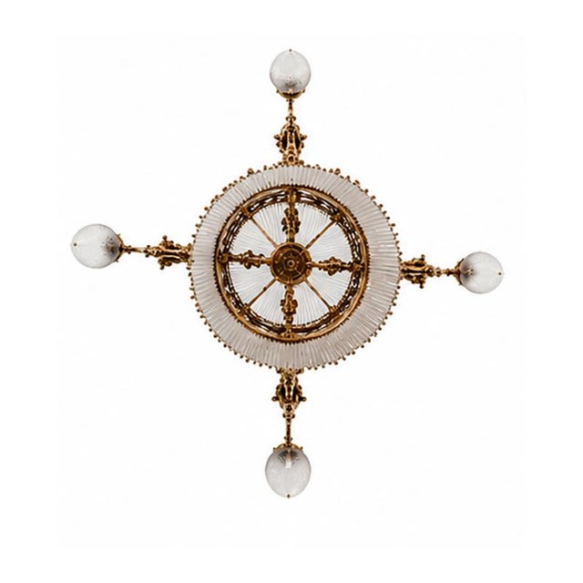 Liberty Chandelier in Gilded Bronze and Satin Glass, 1890s For Sale - Image 6 of 7