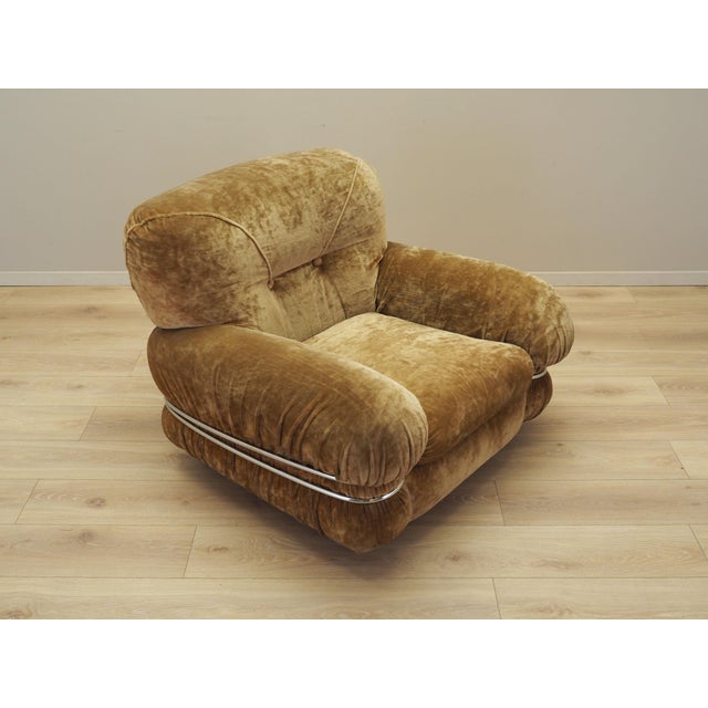Beige Itlain Velour Armchair, 1970s For Sale - Image 8 of 18