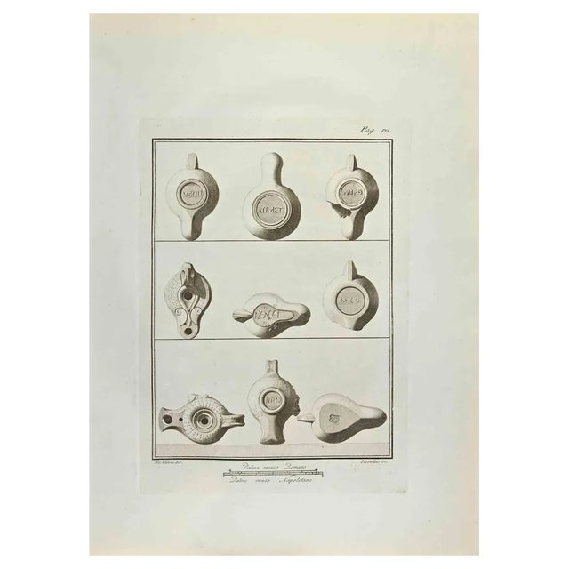 Nicola Vanni, Oil Lamp, Etching, 18th Century For Sale