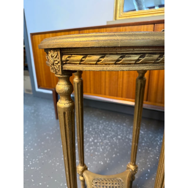 French Louis XVI Inset Marble Top Gilded Pedestal For Sale - Image 11 of 12