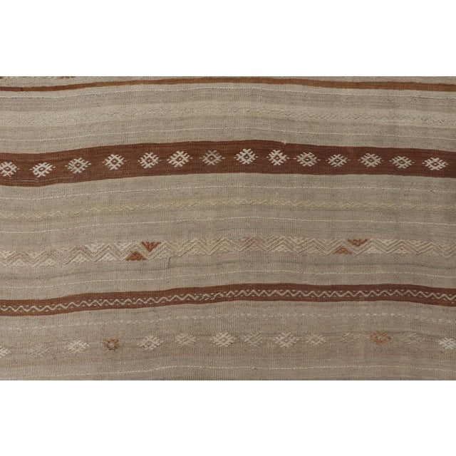 Vintage Turkish Kilim Rug With Earthy Tones and Striped Patterns For Sale - Image 9 of 10